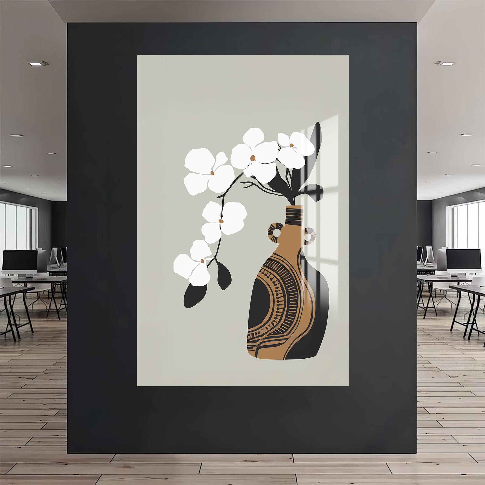 White Orchid Form– Bohemian Tempered Glass Wall Art