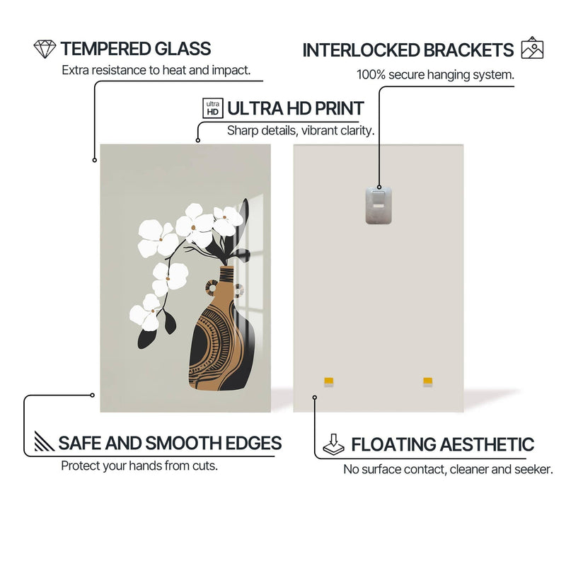 Artronauts Glass Print White Orchid Form– Bohemian Tempered Glass Wall Art