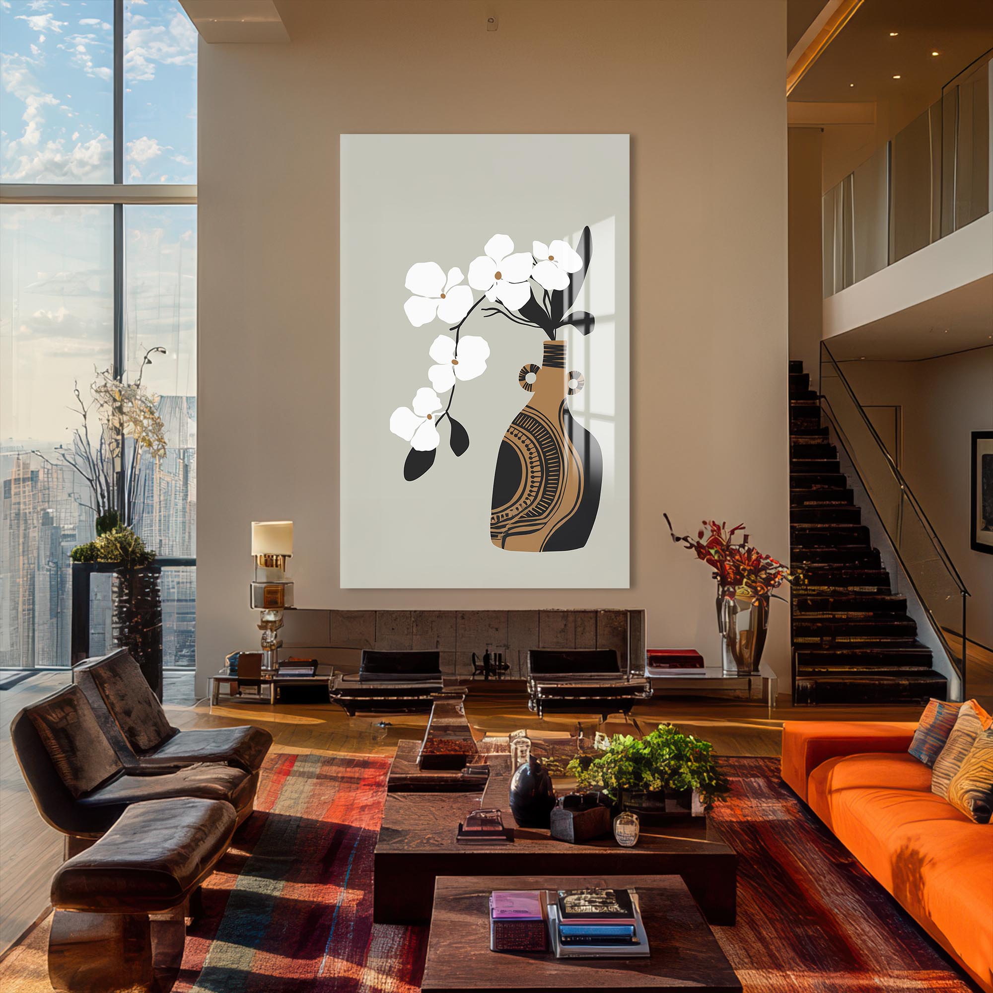 White Orchid Form– Bohemian Tempered Glass Wall Art