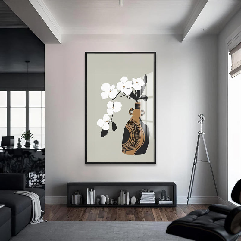 Artronauts Glass Print S | 72x46 cm | 28.3"x18.1" / Black White Orchid Form– Bohemian Tempered Glass Wall Art