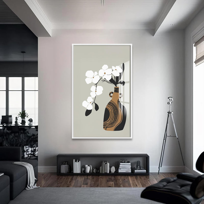 Artronauts Glass Print S | 72x46 cm | 28.3"x18.1" / White White Orchid Form– Bohemian Tempered Glass Wall Art