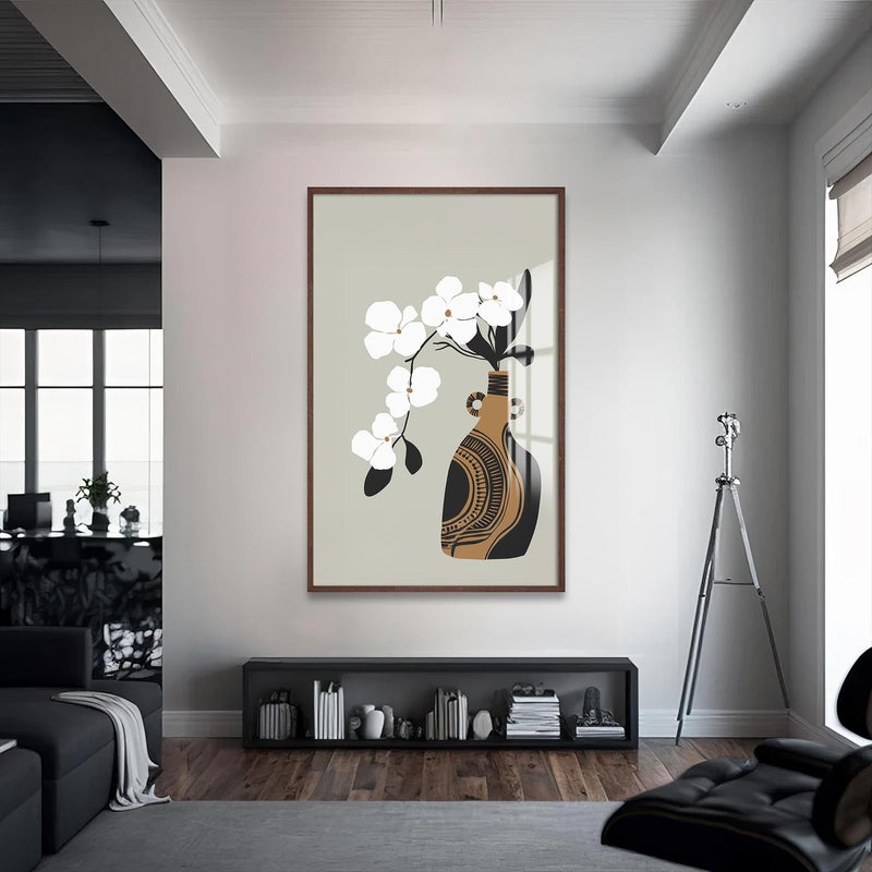 Artronauts Glass Print S | 72x46 cm | 28.3"x18.1" / Walnut White Orchid Form– Bohemian Tempered Glass Wall Art