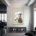 Artronauts Glass Print S | 72x46 cm | 28.3"x18.1" / Gold White Orchid Form– Bohemian Tempered Glass Wall Art