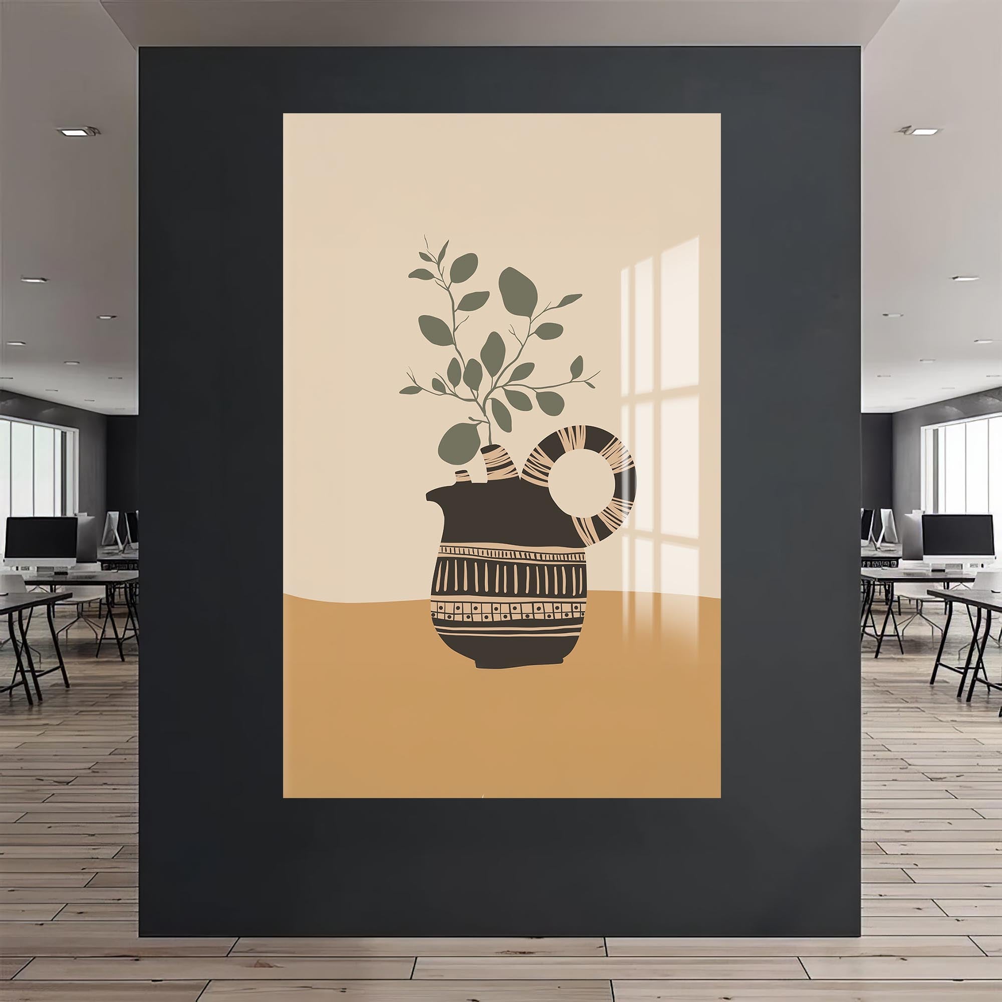 Earthy Pitcher– Bohemian Tempered Glass Wall Art