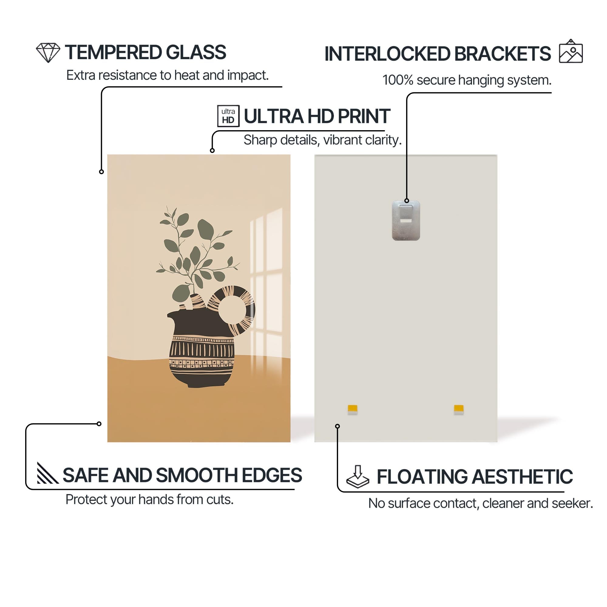 Earthy Pitcher– Bohemian Tempered Glass Wall Art