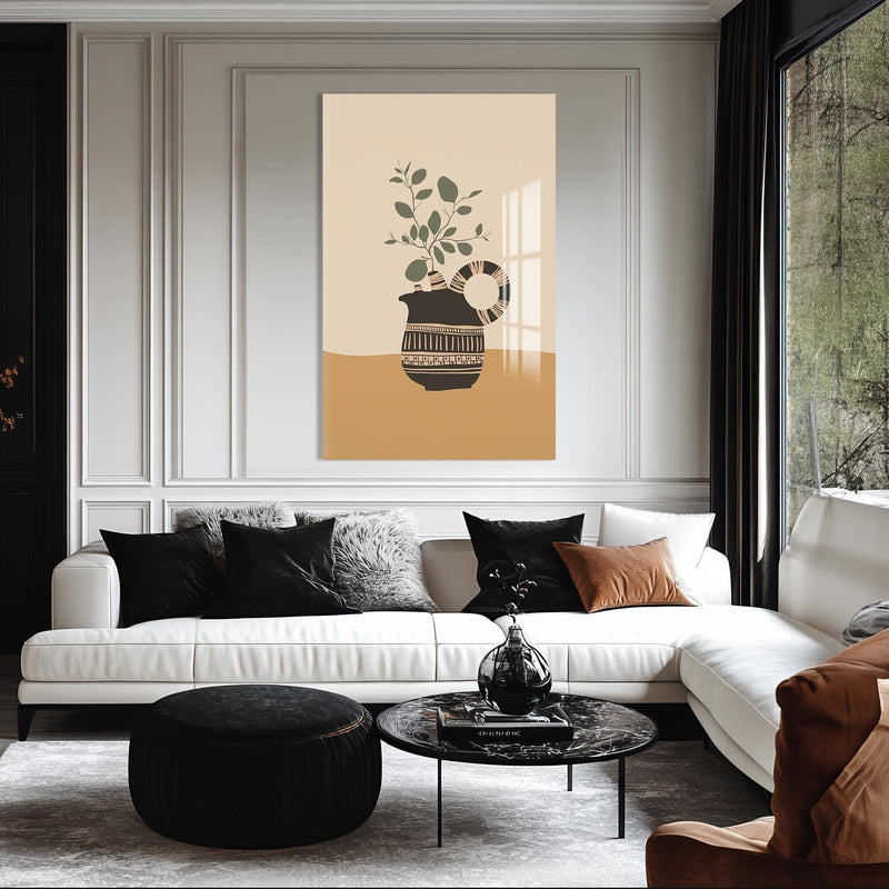 Artronauts Glass Print Earthy Pitcher– Bohemian Tempered Glass Wall Art