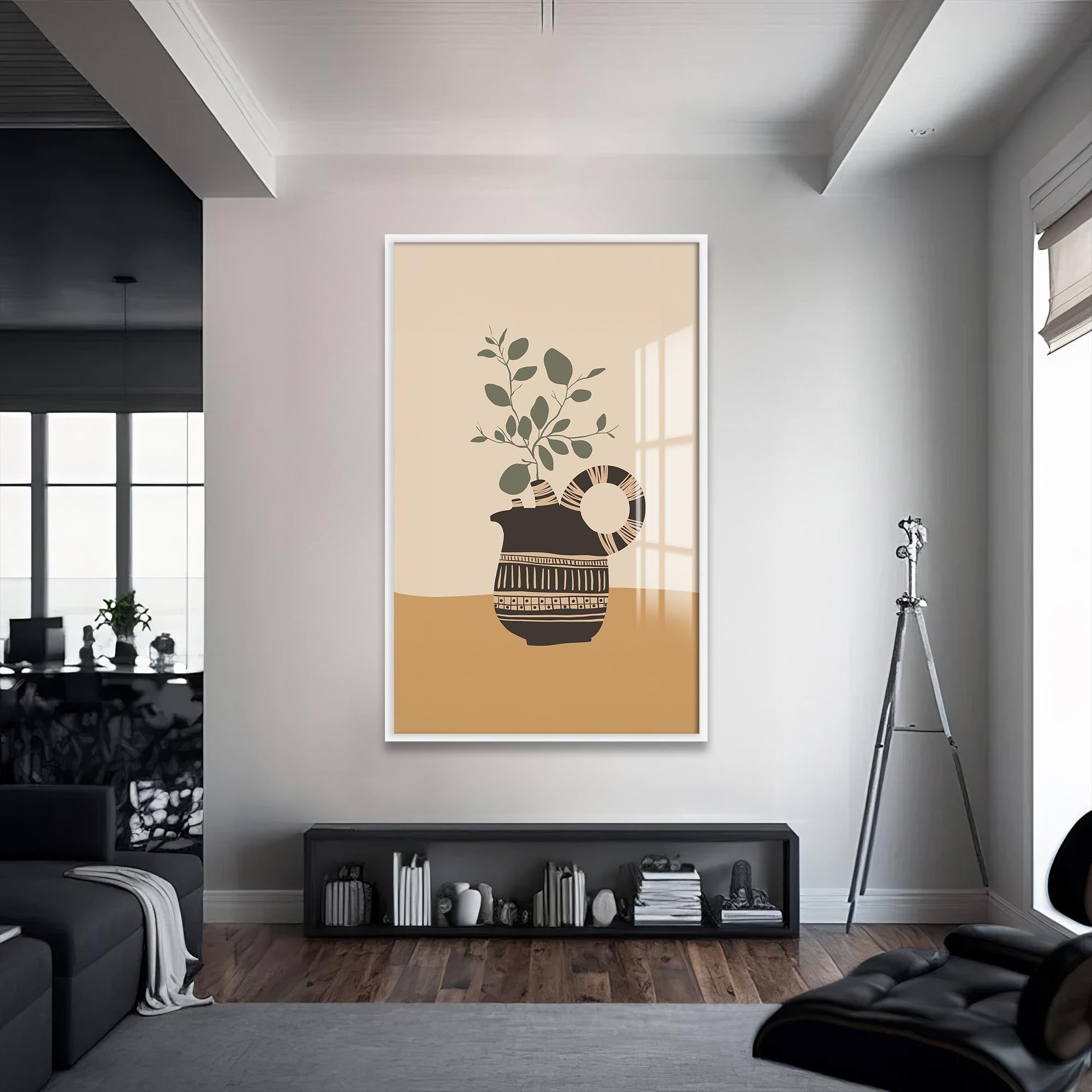 Earthy Pitcher– Bohemian Tempered Glass Wall Art