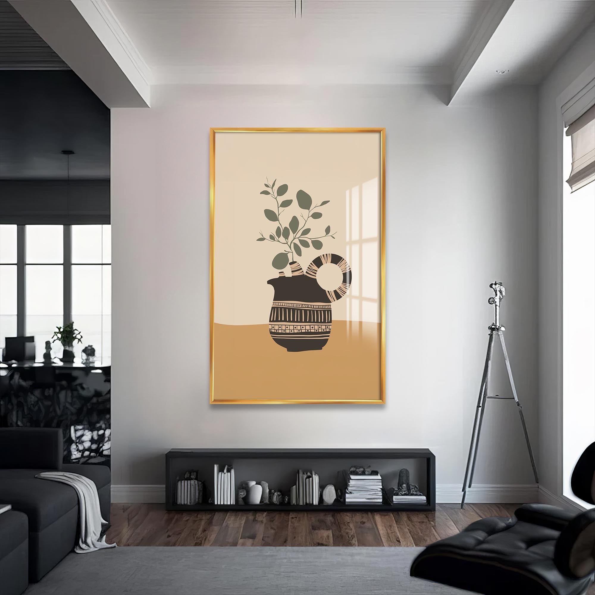 Earthy Pitcher– Bohemian Tempered Glass Wall Art