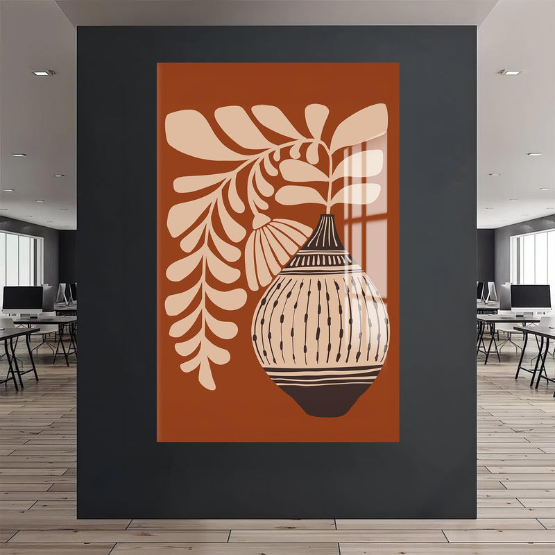 Artronauts Glass Print Terracotta Fern– Bohemian Tempered Glass Wall Art