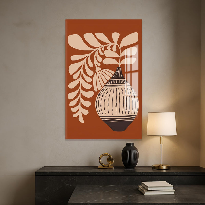 Artronauts Glass Print Terracotta Fern– Bohemian Tempered Glass Wall Art