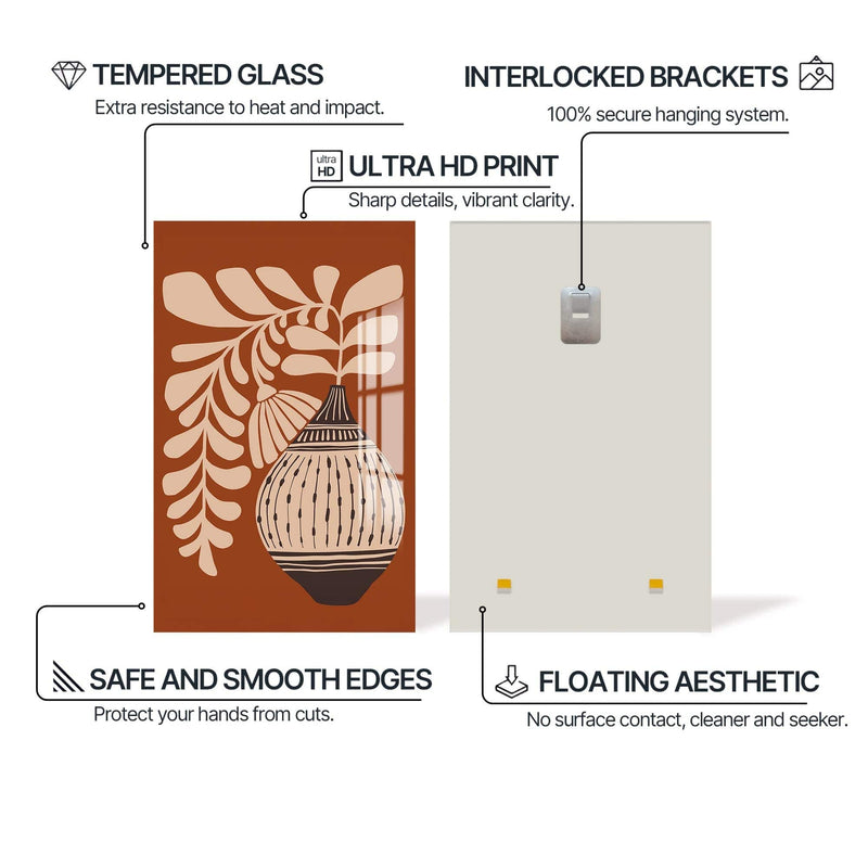 Artronauts Glass Print Terracotta Fern– Bohemian Tempered Glass Wall Art