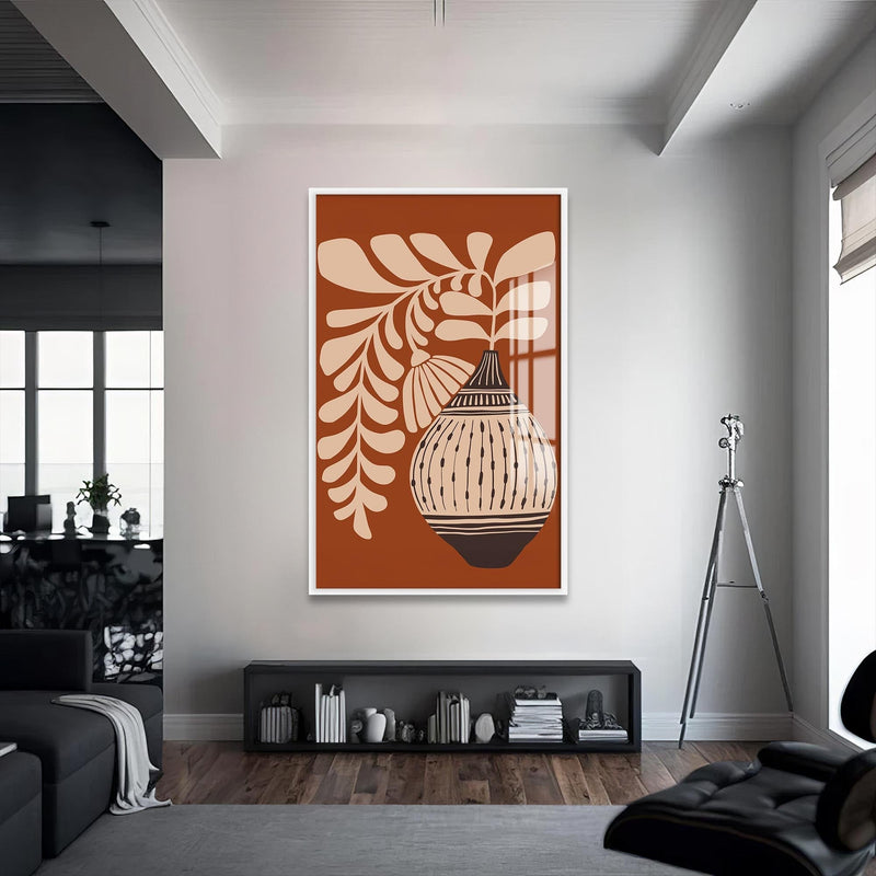 Artronauts Glass Print S | 72x46 cm | 28.3"x18.1" / White Terracotta Fern– Bohemian Tempered Glass Wall Art