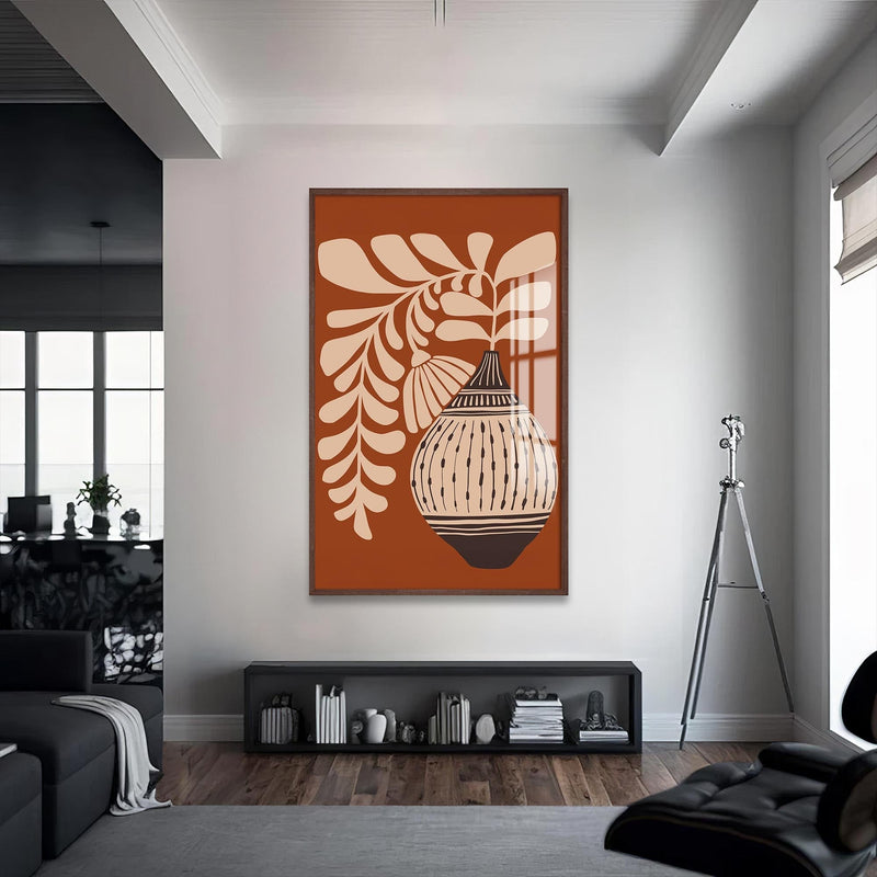 Artronauts Glass Print S | 72x46 cm | 28.3"x18.1" / Walnut Terracotta Fern– Bohemian Tempered Glass Wall Art