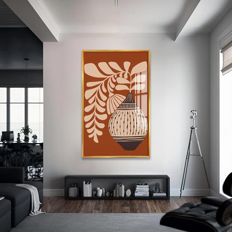 Artronauts Glass Print S | 72x46 cm | 28.3"x18.1" / Gold Terracotta Fern– Bohemian Tempered Glass Wall Art