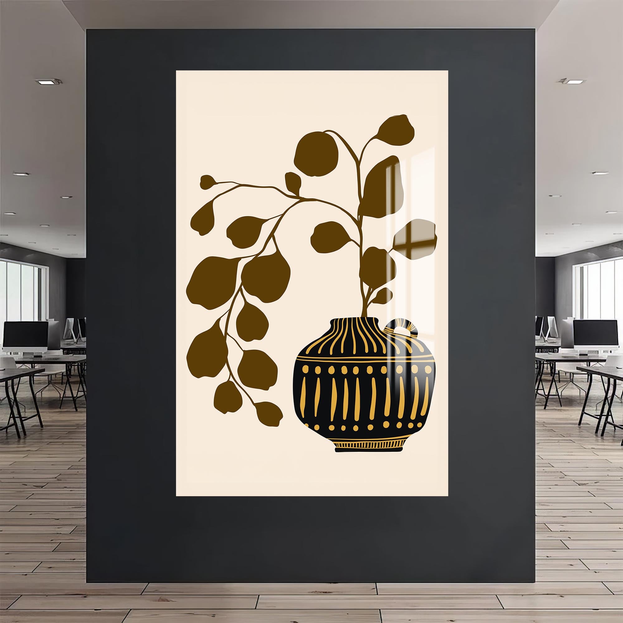 Artronauts Glass Print Olive Branch Vessel– Bohemian Tempered Glass Wall Art