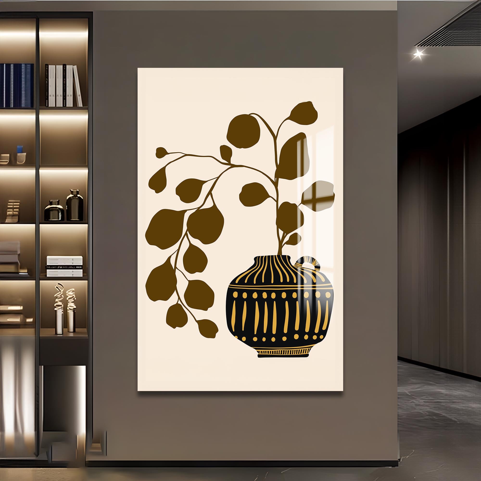 Artronauts Glass Print Olive Branch Vessel– Bohemian Tempered Glass Wall Art