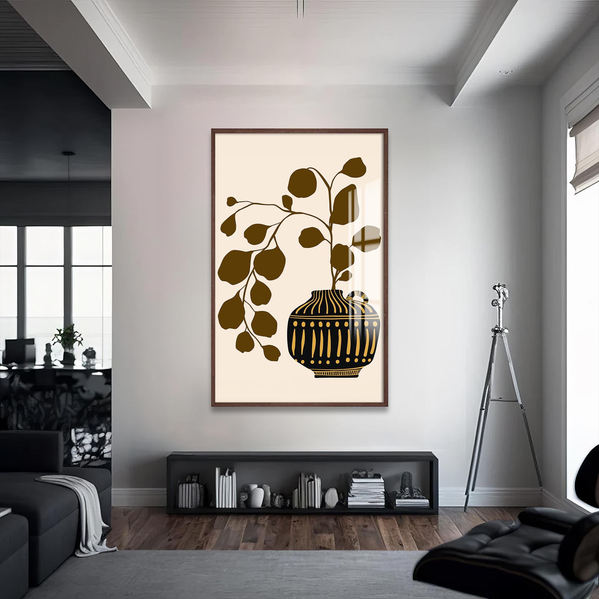 Artronauts Glass Print S | 72x46 cm | 28.3"x18.1" / Walnut Olive Branch Vessel– Bohemian Tempered Glass Wall Art