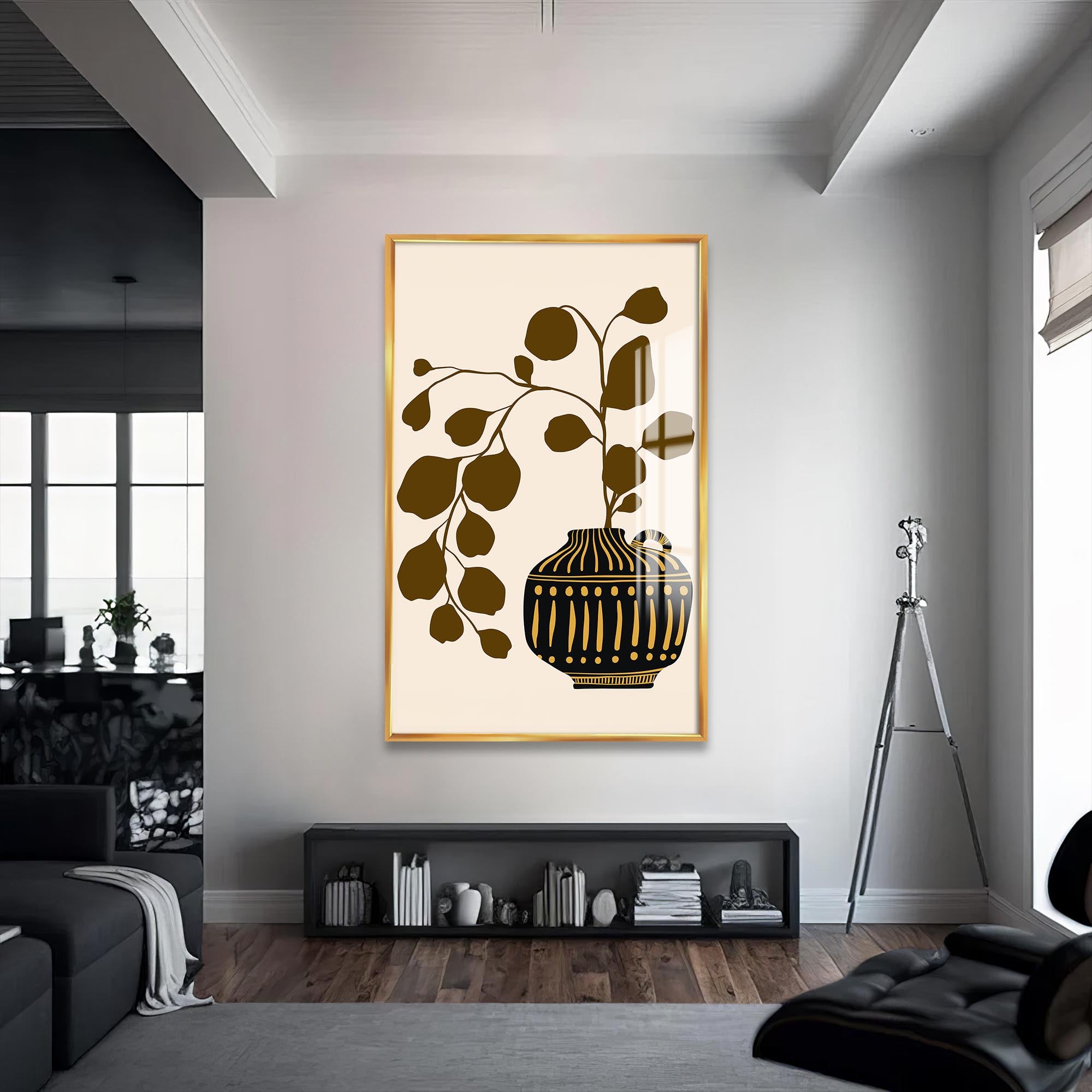 Artronauts Glass Print S | 72x46 cm | 28.3"x18.1" / Gold Olive Branch Vessel– Bohemian Tempered Glass Wall Art