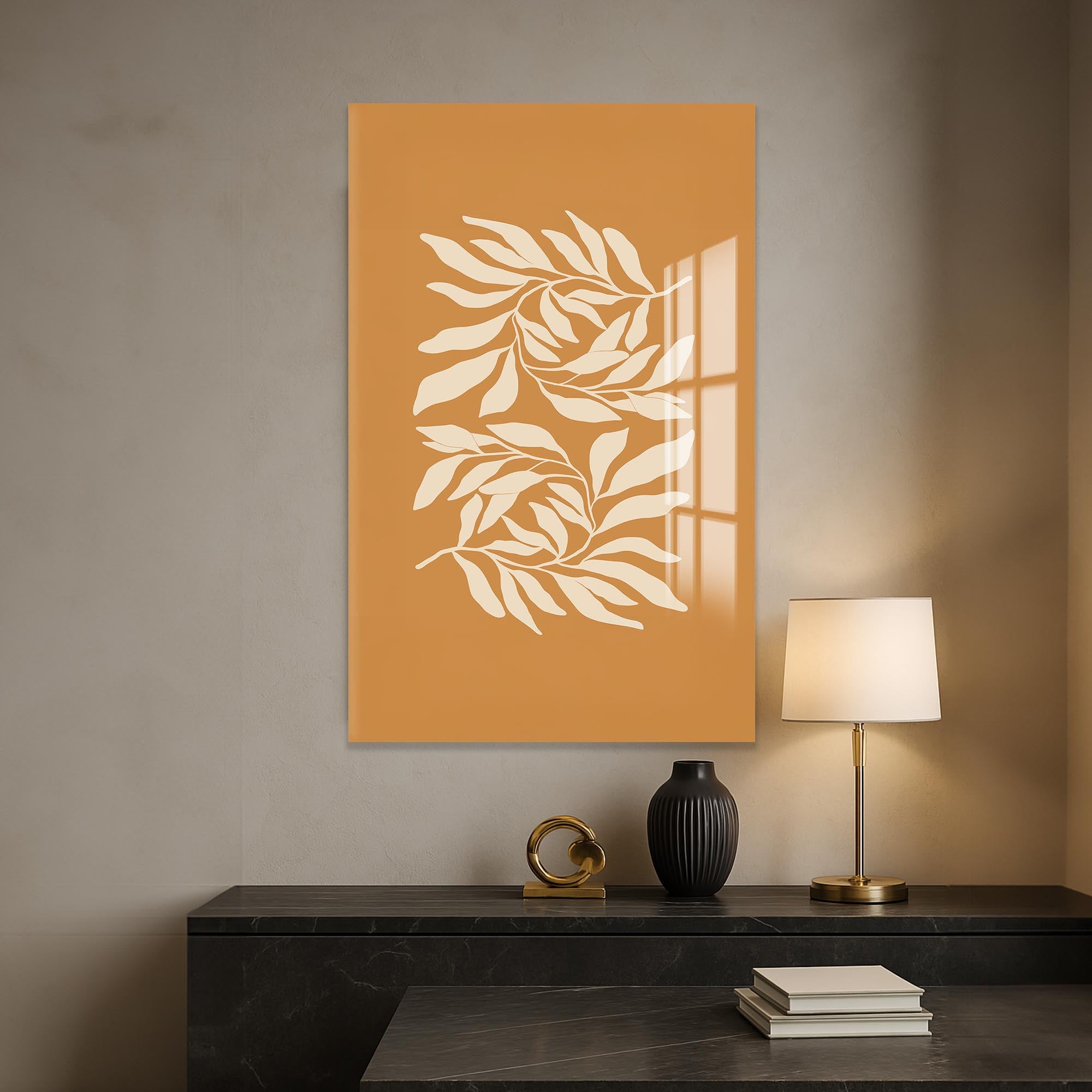 Artronauts Glass Print Golden Leaves– Bohemian Tempered Glass Wall Art