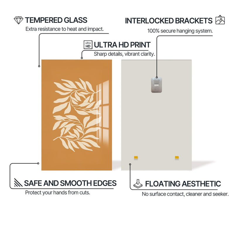 Artronauts Glass Print Golden Leaves– Bohemian Tempered Glass Wall Art