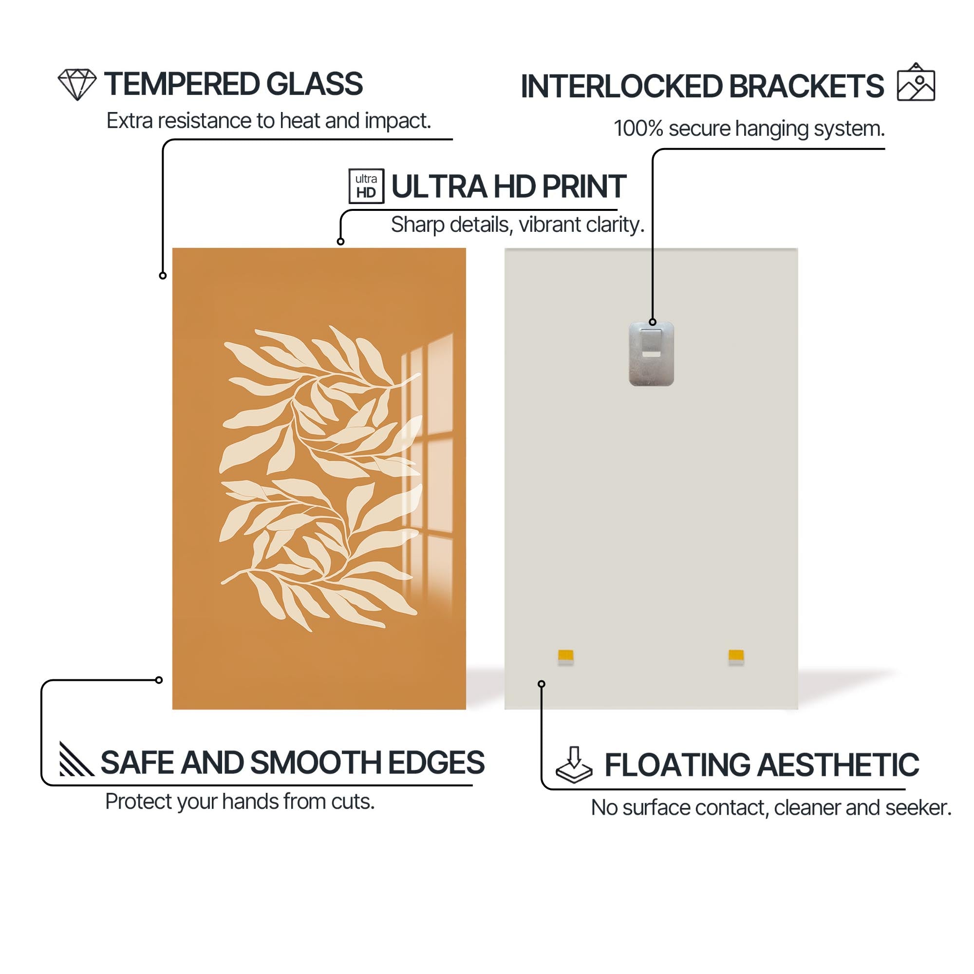 Artronauts Glass Print Golden Leaves– Bohemian Tempered Glass Wall Art