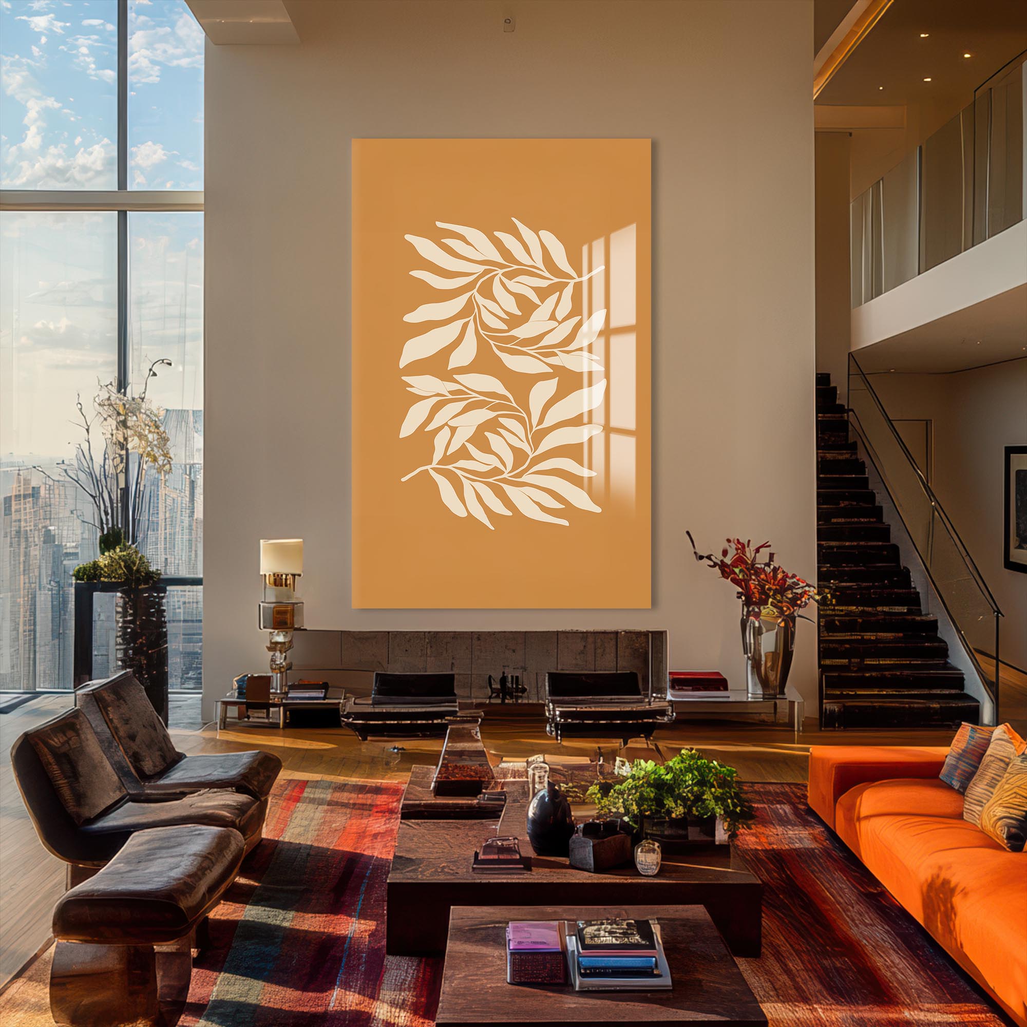 Artronauts Glass Print Golden Leaves– Bohemian Tempered Glass Wall Art