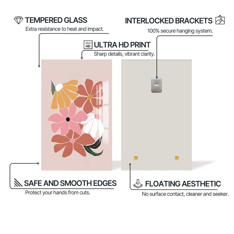 Artronauts Glass Print Soft Blossom Cluster– Bohemian Tempered Glass Wall Art
