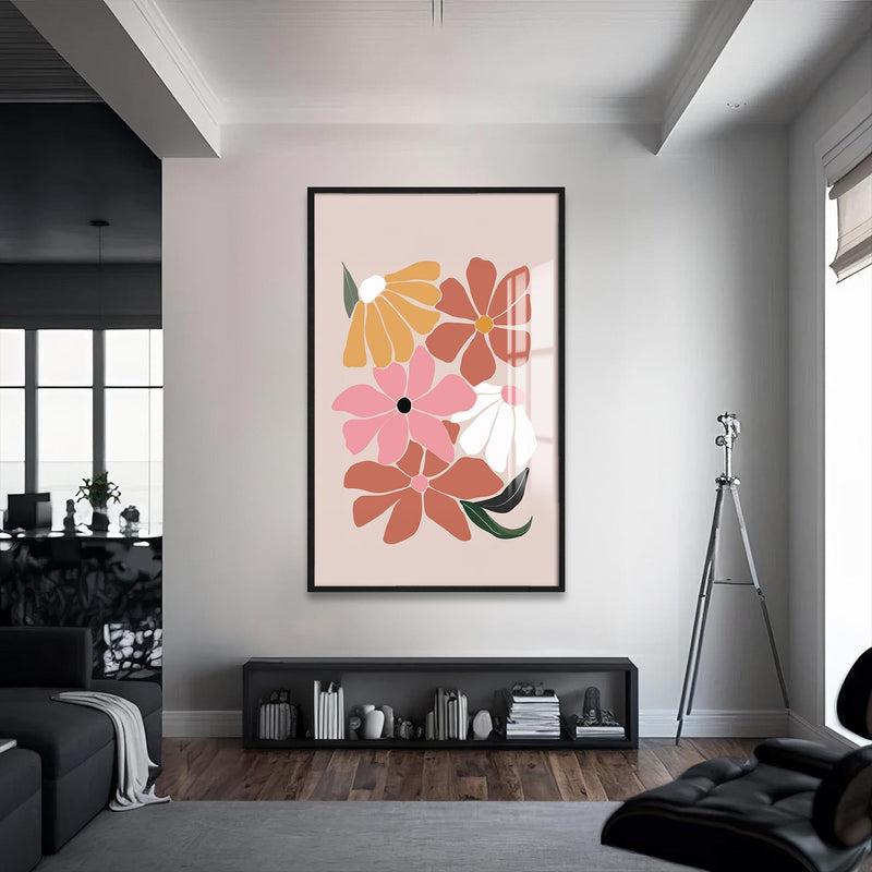 Artronauts Glass Print S | 72x46 cm | 28.3"x18.1" / Black Soft Blossom Cluster– Bohemian Tempered Glass Wall Art