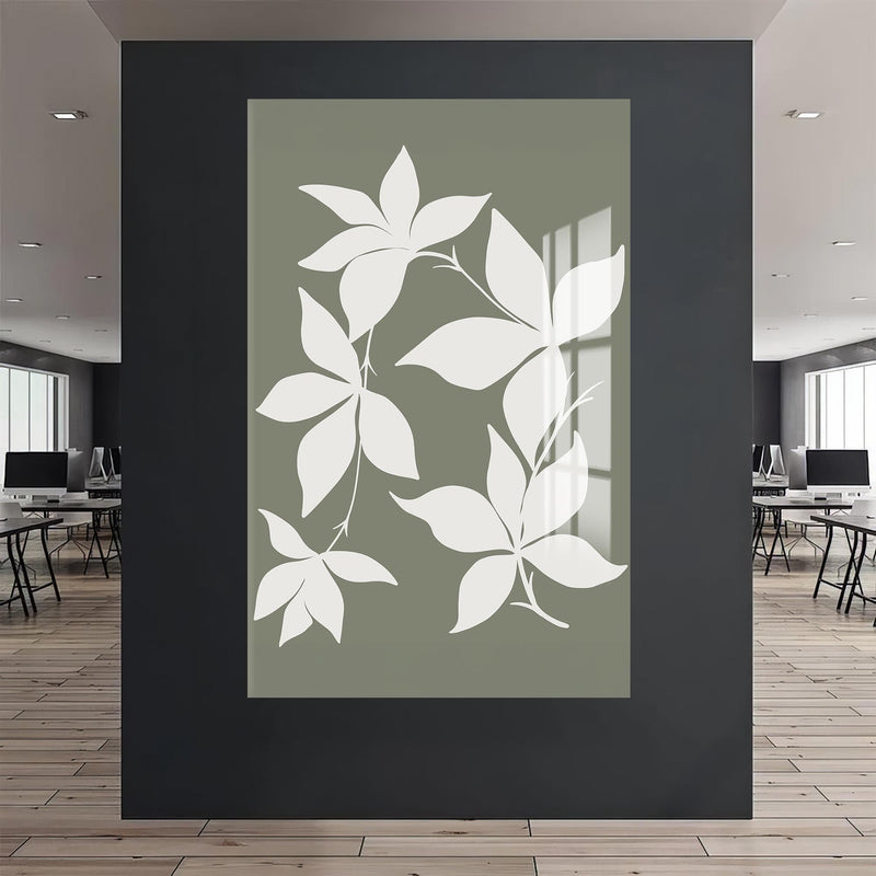 Artronauts Glass Print Sage Leaf Silhouette– Bohemian Tempered Glass Wall Art