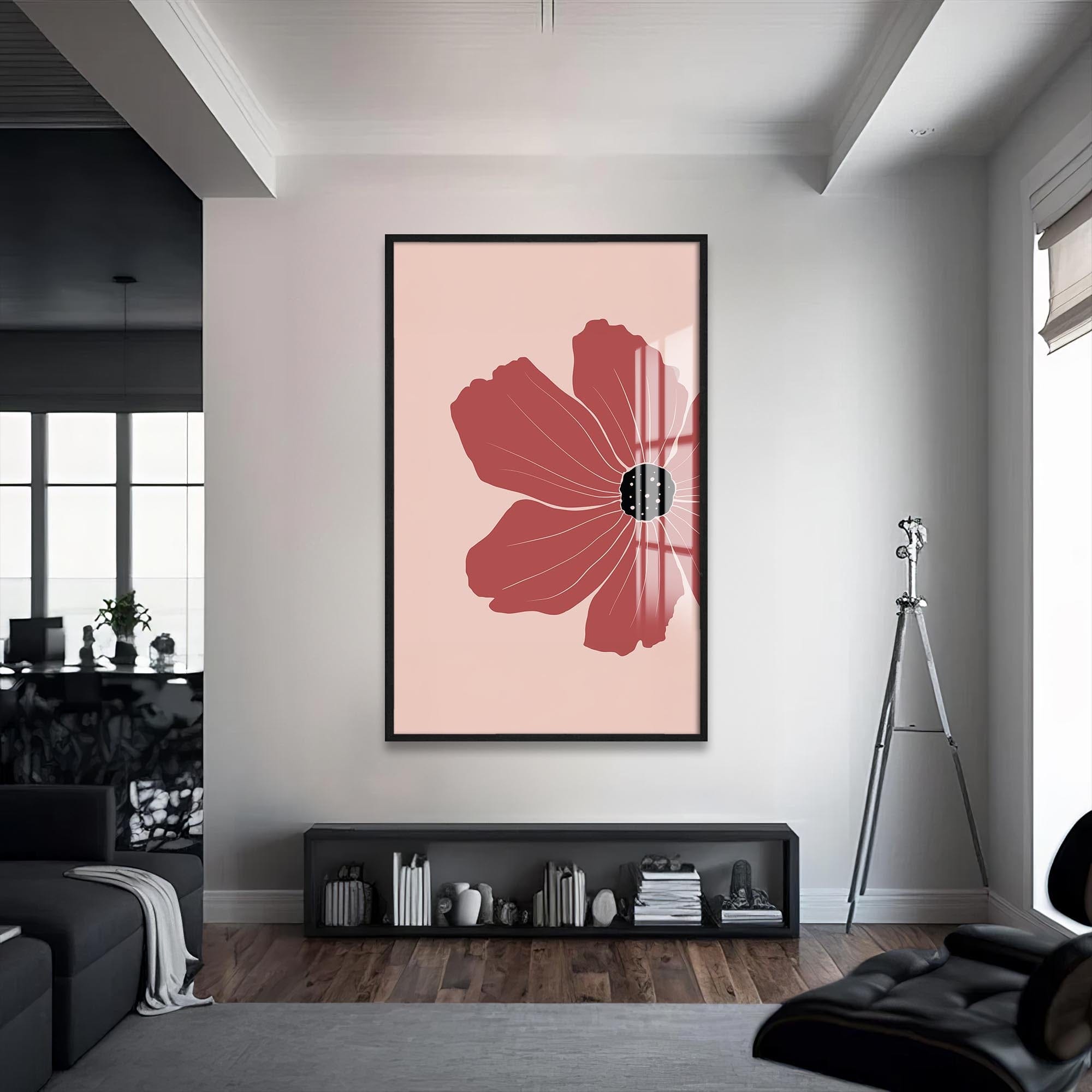 Artronauts Glass Print S | 72x46 cm | 28.3"x18.1" / Black Rose Petal Focus– Bohemian Tempered Glass Wall Art