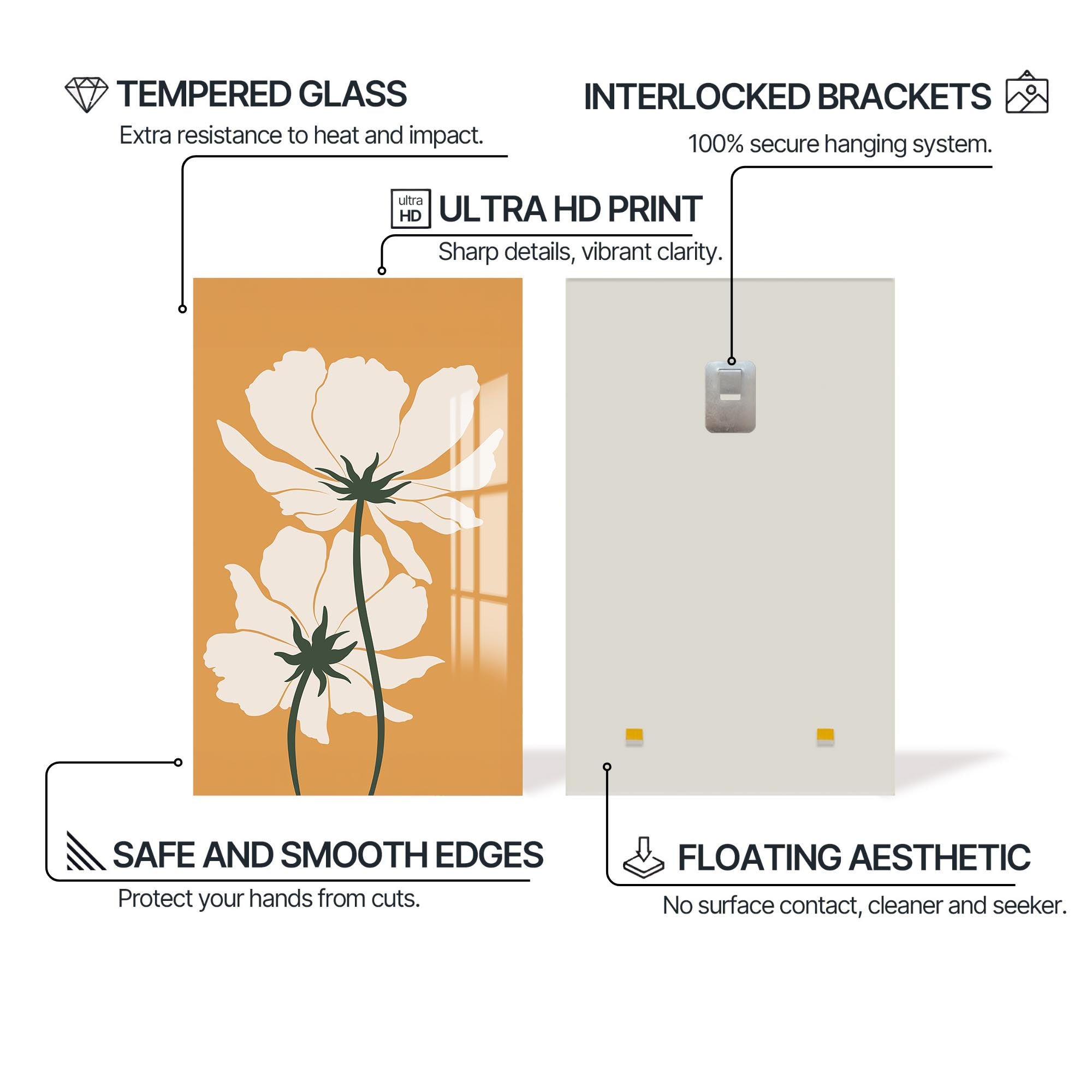 Artronauts Glass Print Golden Meadow Pair– Bohemian Tempered Glass Wall Art