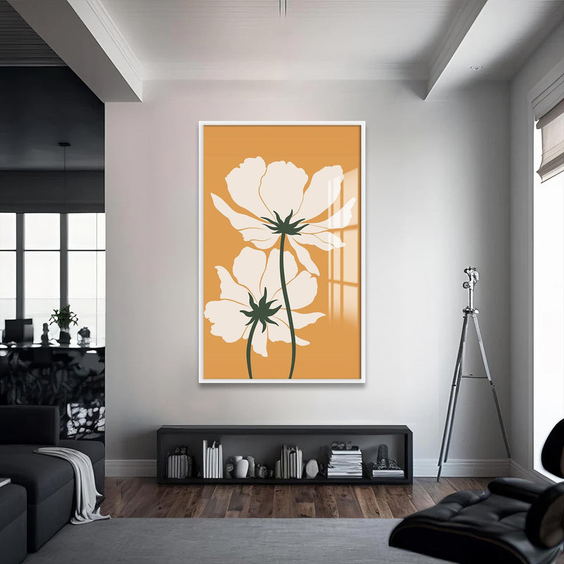 Artronauts Glass Print S | 72x46 cm | 28.3"x18.1" / White Golden Meadow Pair– Bohemian Tempered Glass Wall Art