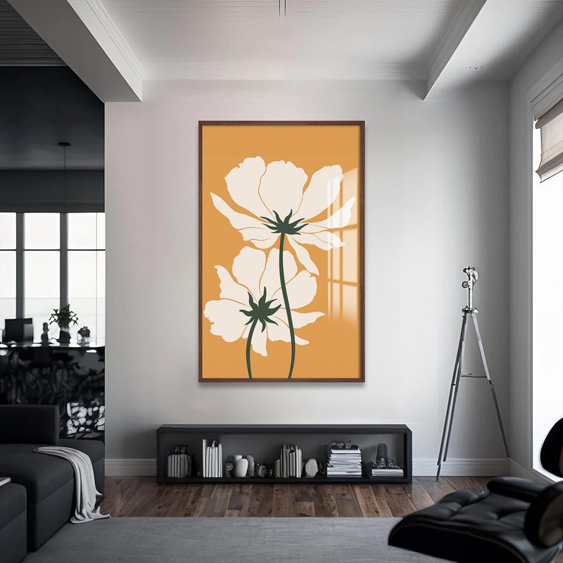 Artronauts Glass Print S | 72x46 cm | 28.3"x18.1" / Walnut Golden Meadow Pair– Bohemian Tempered Glass Wall Art