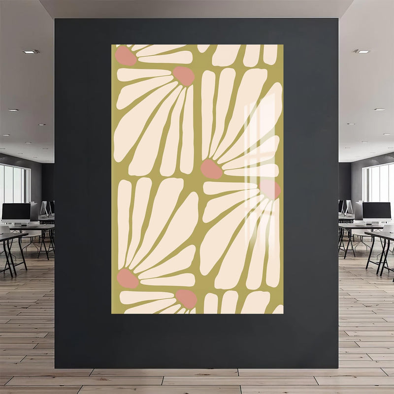 Artronauts Glass Print Daisy Pattern Flow– Bohemian Tempered Glass Wall Art