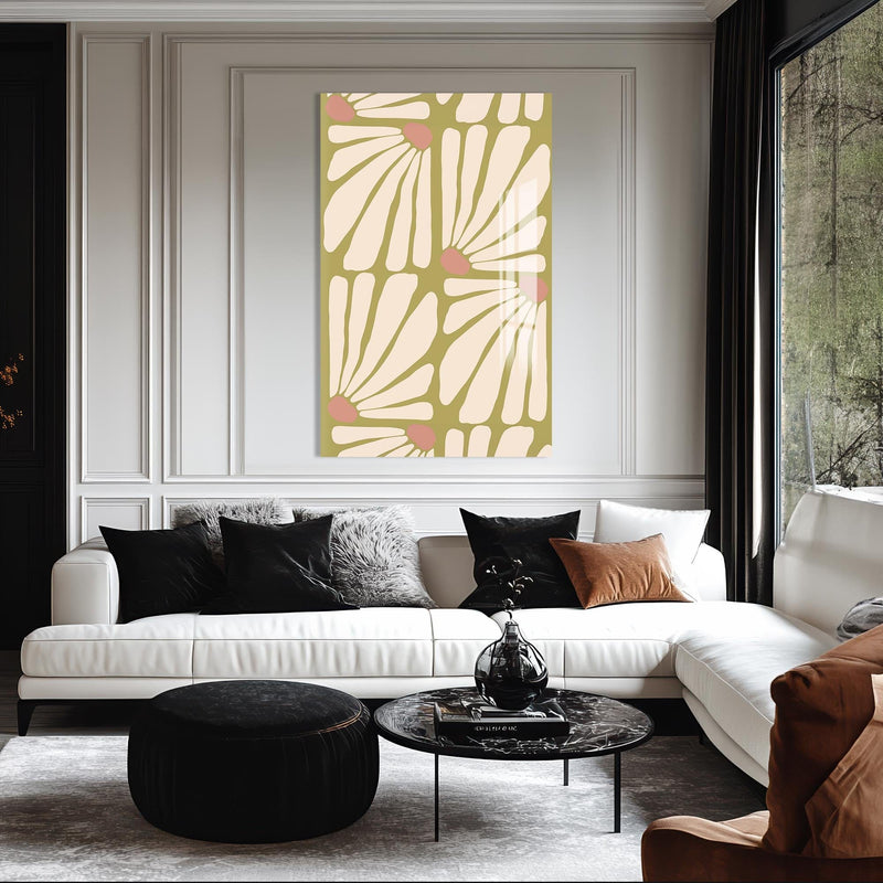 Artronauts Glass Print Daisy Pattern Flow– Bohemian Tempered Glass Wall Art
