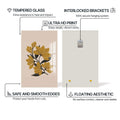 Artronauts Glass Print Amber Floral Lines– Bohemian Tempered Glass Wall Art