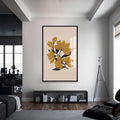 Artronauts Glass Print S | 72x46 cm | 28.3"x18.1" / Black Amber Floral Lines– Bohemian Tempered Glass Wall Art