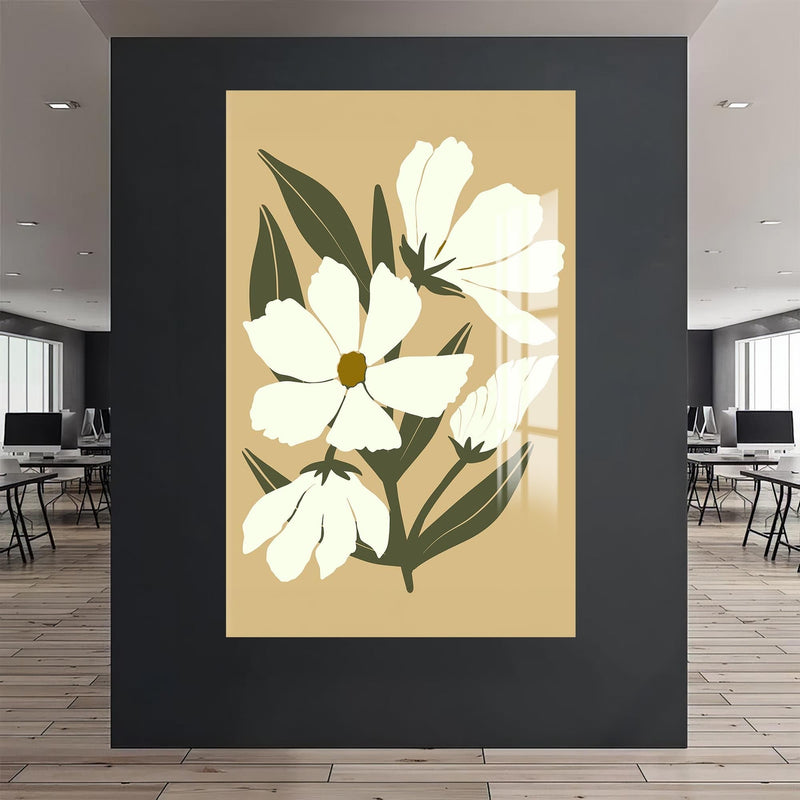 Artronauts Glass Print Soft Ivory Blooms– Bohemian Tempered Glass Wall Art