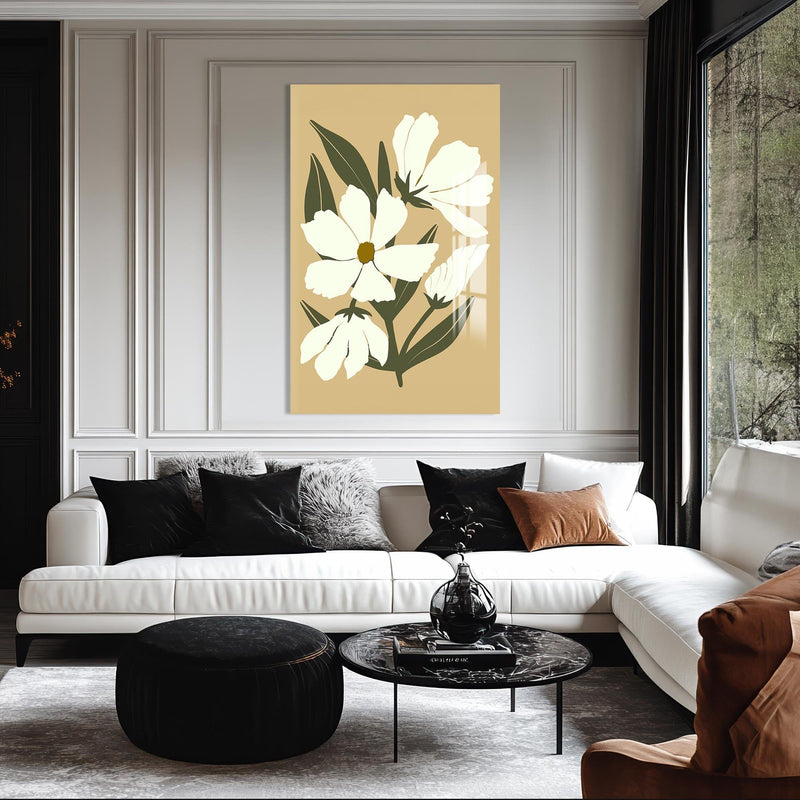 Artronauts Glass Print Soft Ivory Blooms– Bohemian Tempered Glass Wall Art