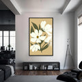 Artronauts Glass Print S | 72x46 cm | 28.3"x18.1" / Black Soft Ivory Blooms– Bohemian Tempered Glass Wall Art