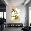 Artronauts Glass Print S | 72x46 cm | 28.3"x18.1" / Walnut Soft Ivory Blooms– Bohemian Tempered Glass Wall Art