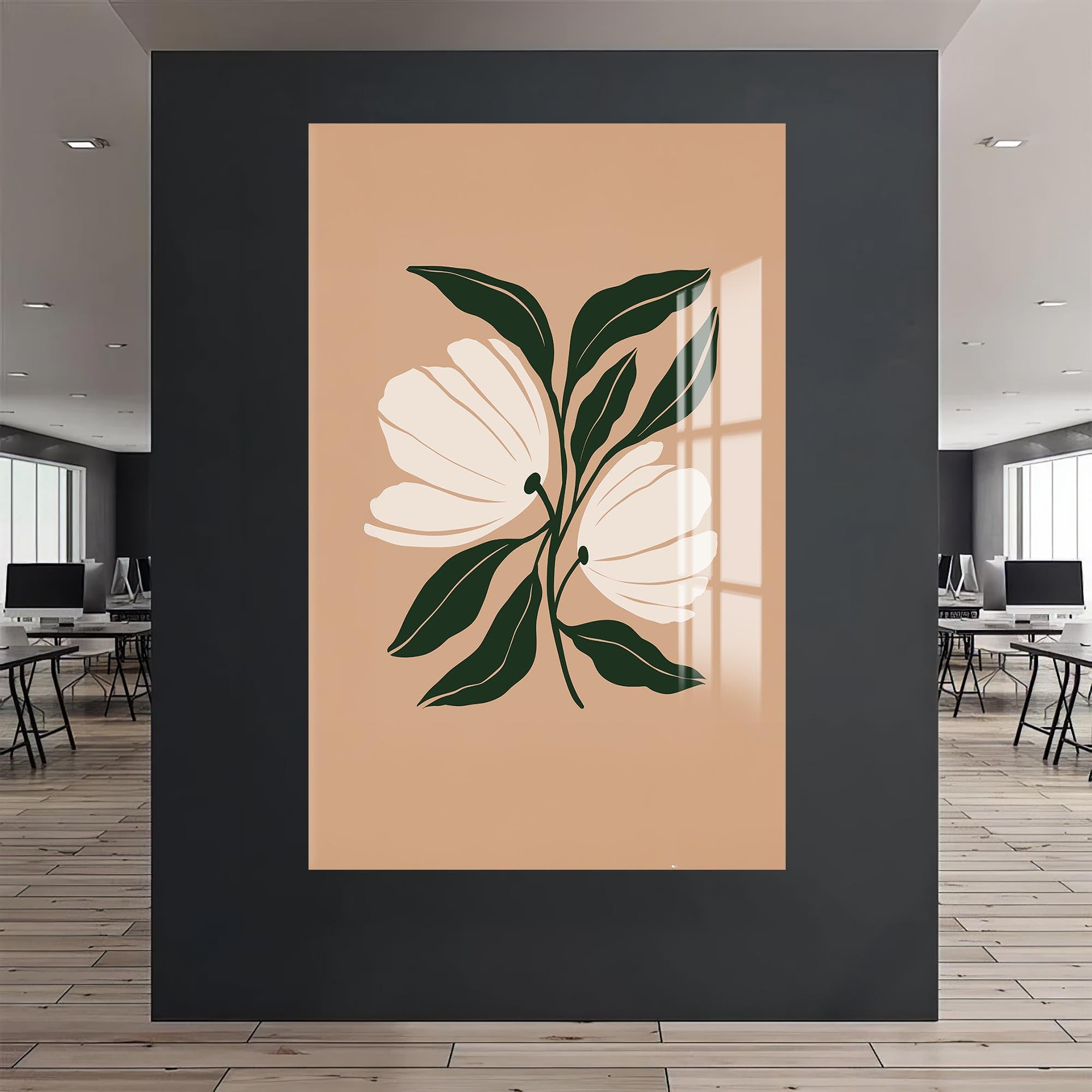 Twin Petal Balance– Bohemian Tempered Glass Wall Art