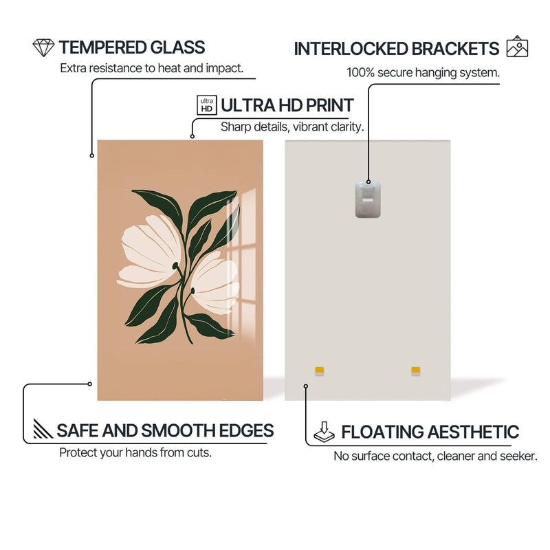 Artronauts Glass Print Twin Petal Balance– Bohemian Tempered Glass Wall Art