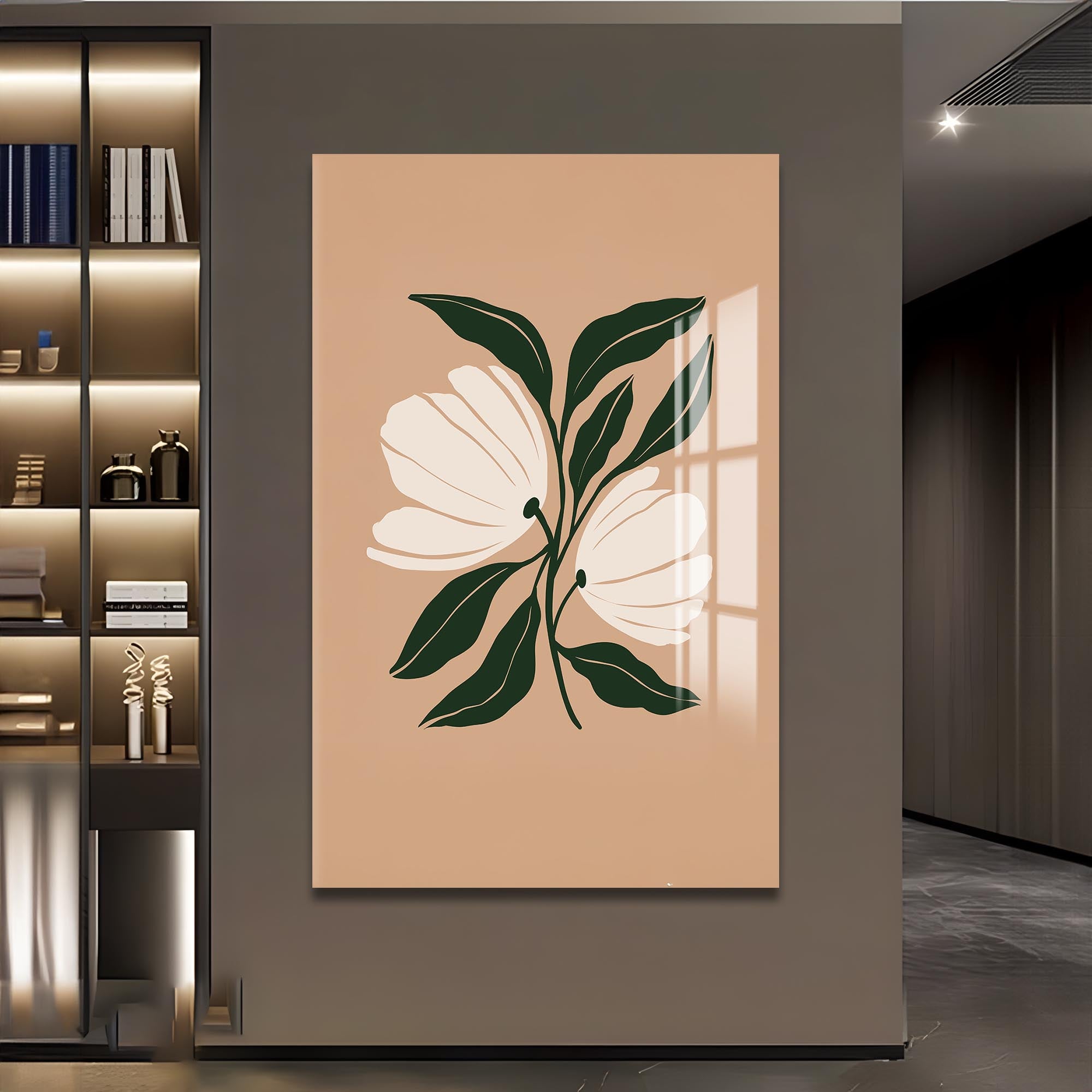 Twin Petal Balance– Bohemian Tempered Glass Wall Art