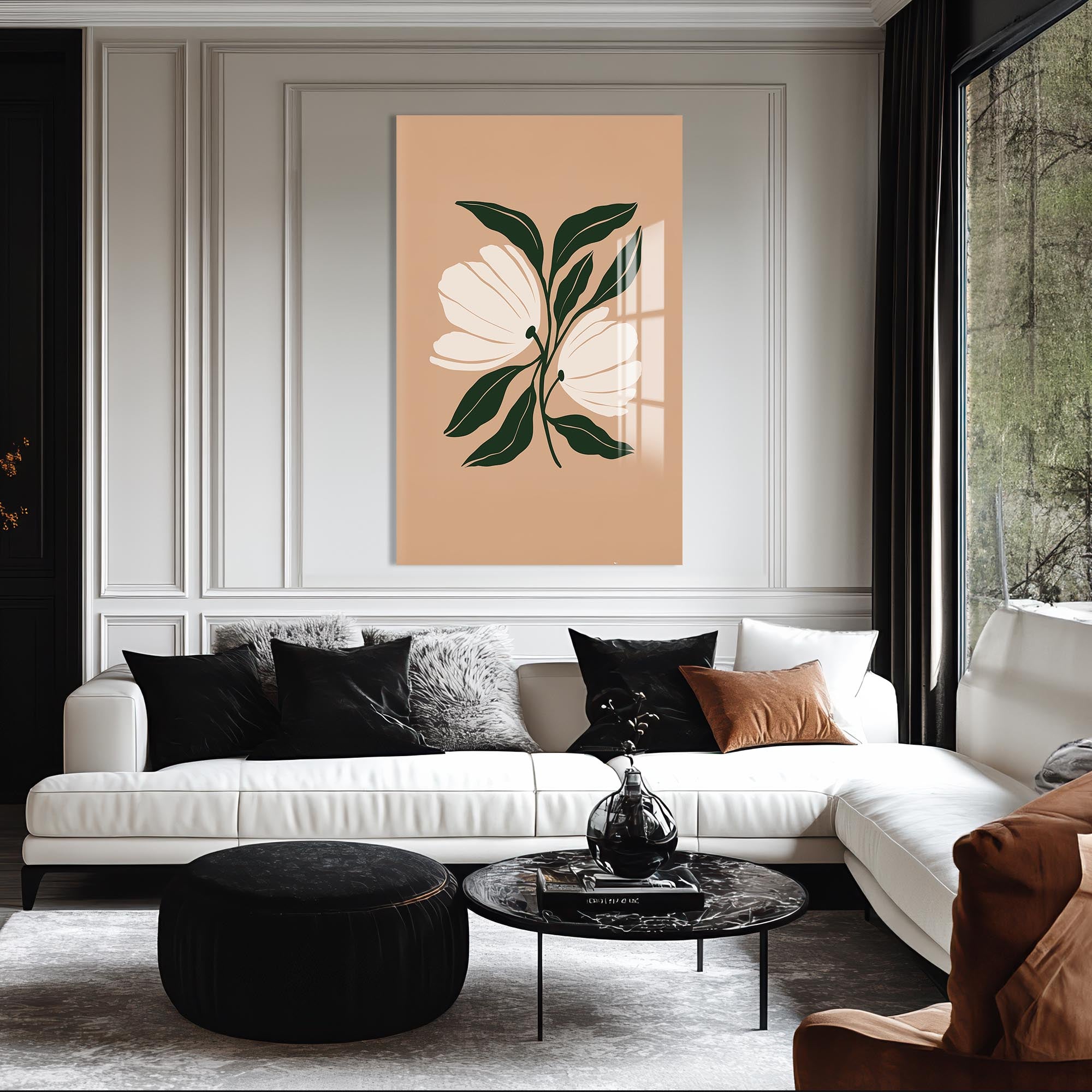 Twin Petal Balance– Bohemian Tempered Glass Wall Art