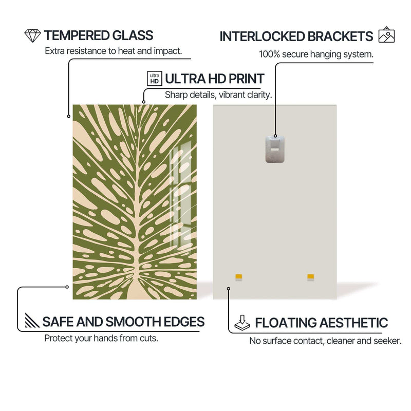 Artronauts Glass Print Olive Leaf Rhythm– Bohemian Tempered Glass Wall Art