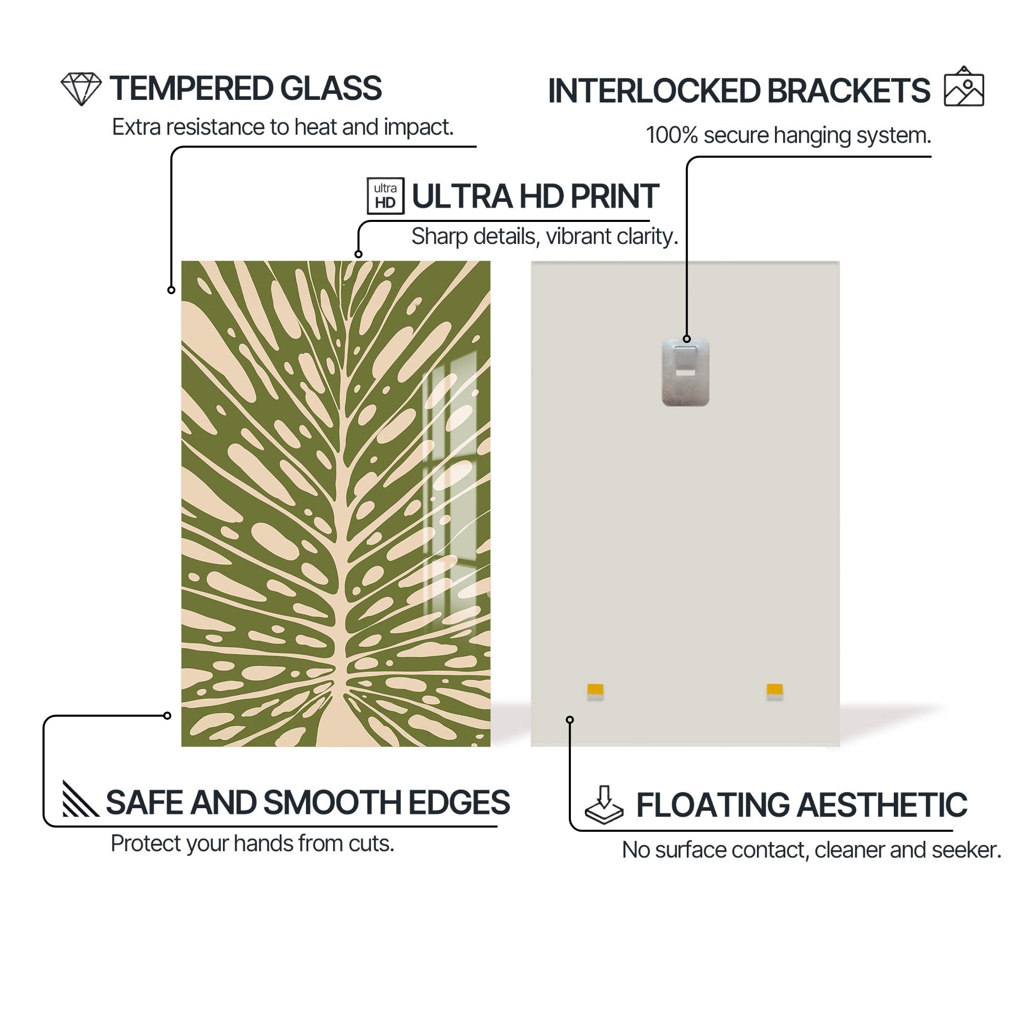 Artronauts Glass Print Olive Leaf Rhythm– Bohemian Tempered Glass Wall Art