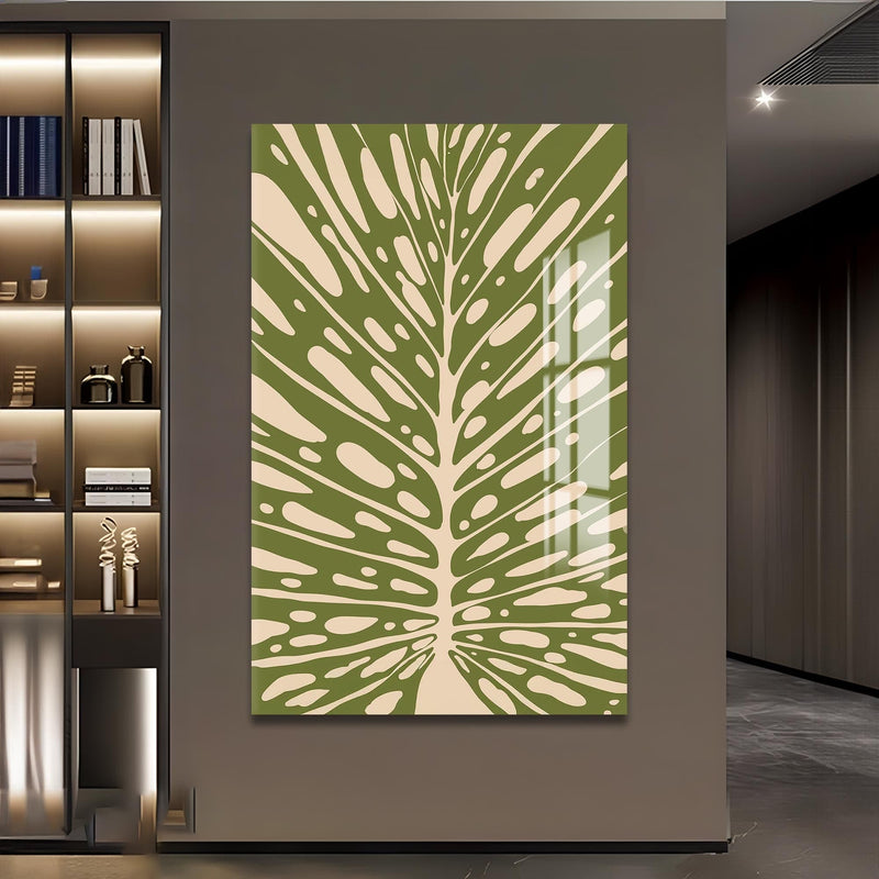 Artronauts Glass Print Olive Leaf Rhythm– Bohemian Tempered Glass Wall Art