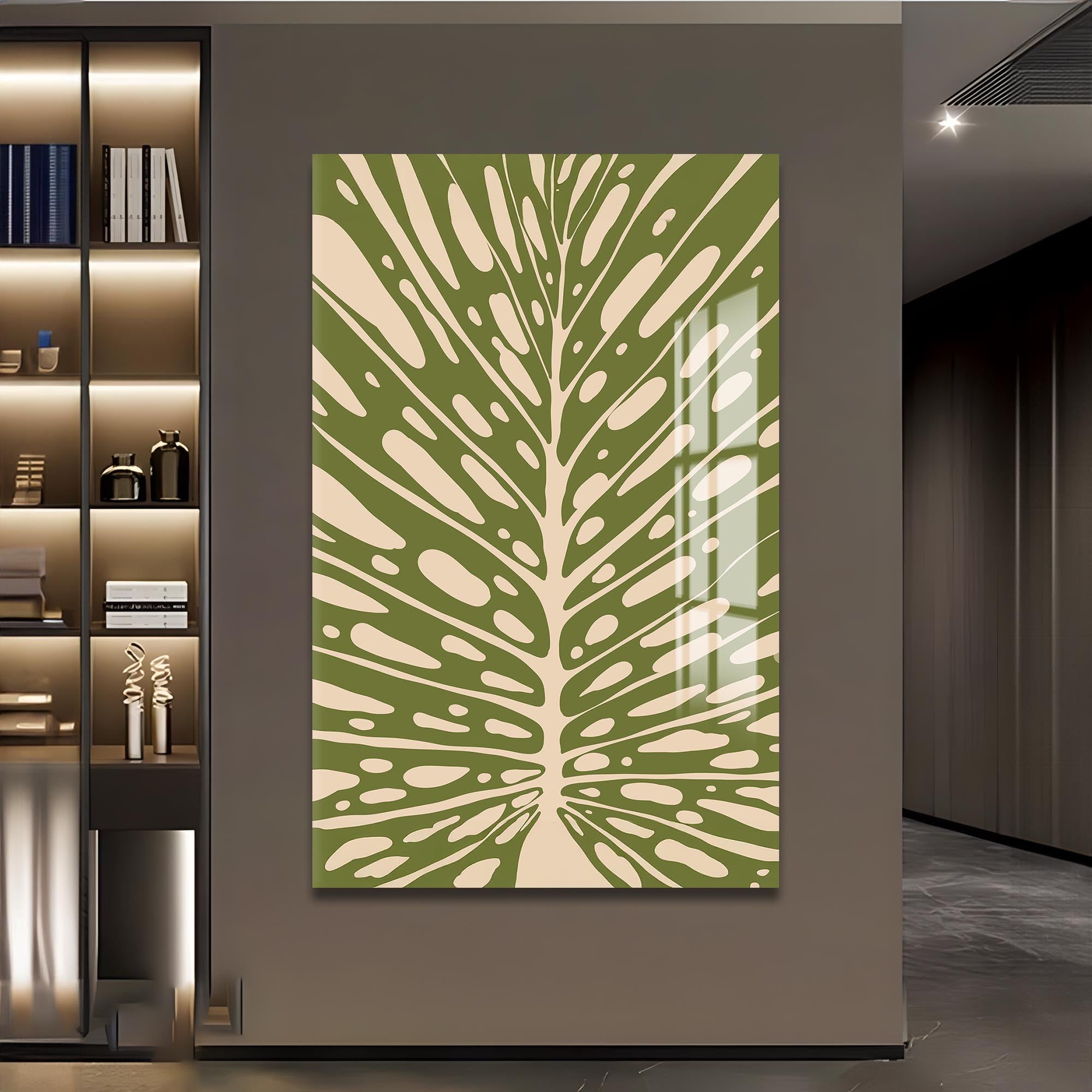 Artronauts Glass Print Olive Leaf Rhythm– Bohemian Tempered Glass Wall Art