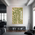 Artronauts Glass Print S | 72x46 cm | 28.3"x18.1" / Gold Olive Leaf Rhythm– Bohemian Tempered Glass Wall Art
